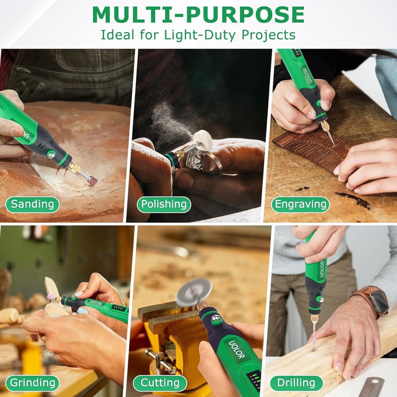 Uolor Mini Cordless Rotary Tool, Polishing Kit with 158 Accessories, Multi-Purpose Power Rotary Multi Tool for Polishing, Engraving, Sanding, Drilling, Etching, Cutting Grinding DIY Crafts - Image 5